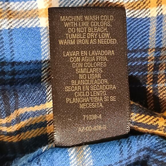 Arizona Small Blue Plaid Long-Sleeved Flannel Shirt 100% Cotton Two Pocket - Picture 10 of 12